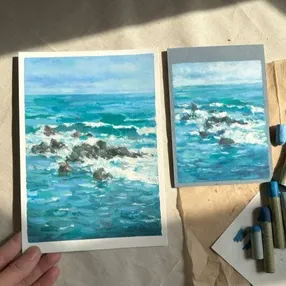 여름 바다 - 유화,오일파스텔